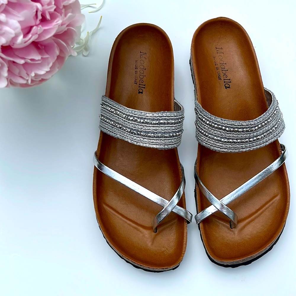Modabella silver cork wedge sandal